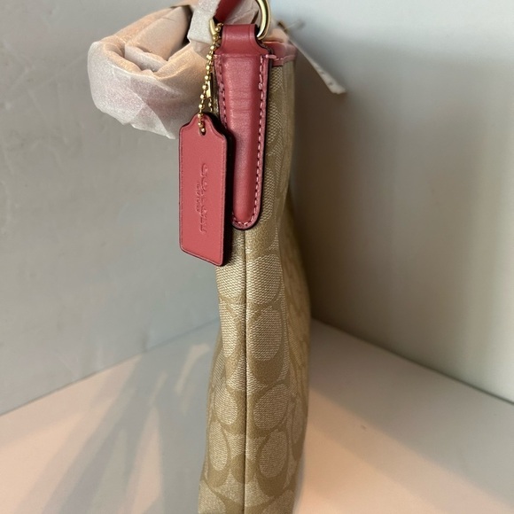 Coach NWT Signature Print with Rose Colored Trim Crossbody - Picture 4 of 9